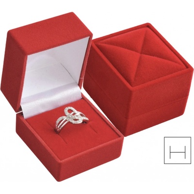 Jantario Krabička na prsteň alebo náušnice červený zamat 4,3 x 4,7 x 3,9 cm 101043
