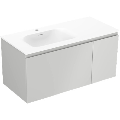 Mexen Orio шкафче за баня 100 см с мивка Vela лява, 1S, 1D, сиво мат/бяло мат (91A13-10047-3-BBFF62-W23L01)