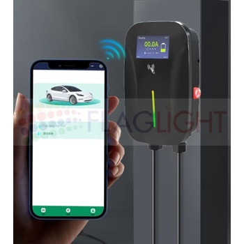 7 kW Зарядна Станция за Електромобили тип 2, за монтаж на стена, контрол на достъпа с чип и управление WiFi през приложение►протокол OCPP 1.6 за приемане на плащания (FL-EU008-4)