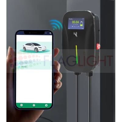 7 kW Зарядна Станция за Електромобили тип 2, за монтаж на стена, контрол на достъпа с чип и управление WiFi през приложение►протокол OCPP 1.6 за приемане на плащания (FL-EU008-4)