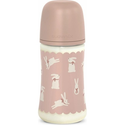 Suavinex Kojenecká láhev Wonderland fyziol průtok M růžový králík 270 ml