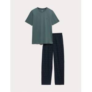 Marks & Spencer Пижамен комплект от чист памук Marks & Spencer зелен Marks & Spencer | Zelen | МЪЖЕ | S