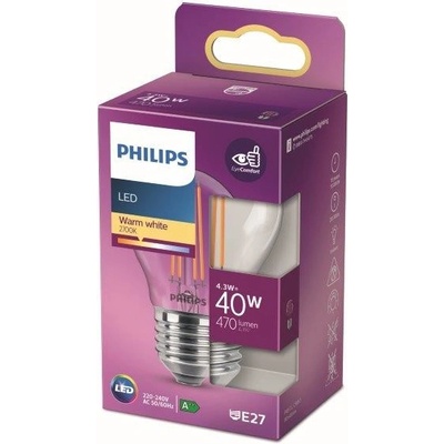 Philips 8718699763176 LED žárovka 1x4,3W E27 470lm 2700K teplá bílá, čirá, EyeComfort