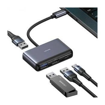 Usams US-SJ627 HUB 4w1 USB-C / 2xUSB-A 2.0, USB-A 3.0, USB-C dark grey