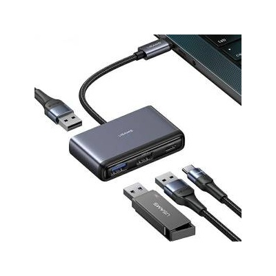 Usams US-SJ627 HUB 4w1 USB-C / 2xUSB-A 2.0, USB-A 3.0, USB-C dark grey