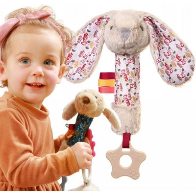 BabyOno plyšová hračka s pískatkom a hryzátkom Rabbit Milly krémový