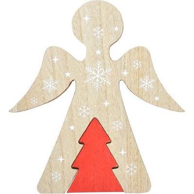 MFP 8886246 Dekorace Anděl dřevo MDF hnědý 19x17x1,8cm JK-1824B
