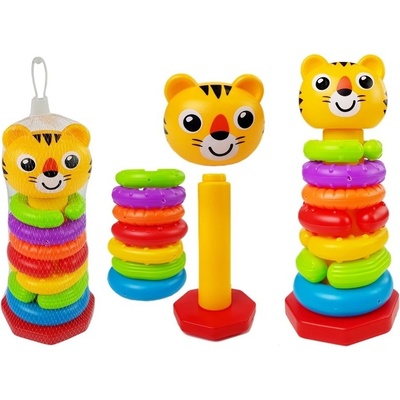 Lean Toys pyramídka s farebnými krúžkami tiger