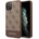 GUESS 4G Stripe Leather Hard Case - дизайнерски кожен кейс за iPhone 11 Pro (кафяв)