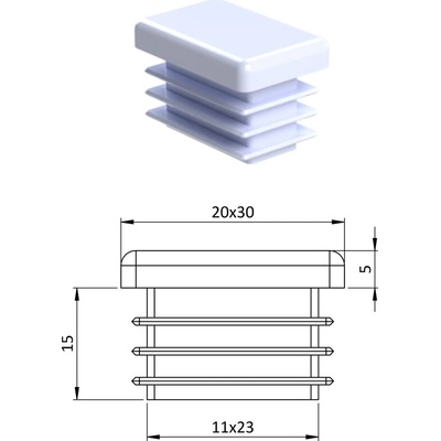 Krytka plastová 20 x 30 mm