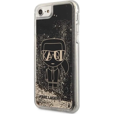 KARL LAGERFELD Liquid Glitter Gatsby Case - дизайнерски кейс с висока защита за iPhone SE (2022), iPhone SE (2020), iPhone 8, iPhone 7 (черен)