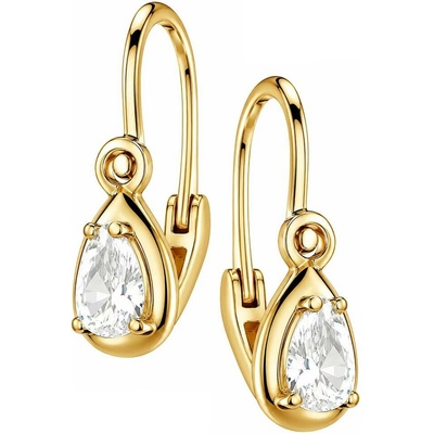 Zlaton Náušnice žluté zlato visací ve tvaru kapky s kamenem 1.5cm 1.25g 001651706228