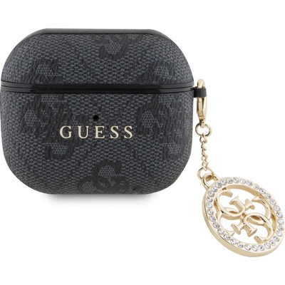 Guess 4G Script PC/PU Charm калъф за AirPods 3 черен (GUA3P4E4CDK)