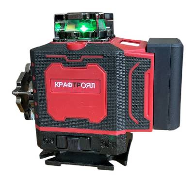 Строителен лазер KraftRoyal M16 с 360° въртене, 16 зелени линии и LCD дисплей (3211-red)