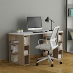 TopMebel Офис бюро Colmar TopMebel от меламин в бял-дъб цвят 140x60x75cm