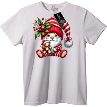 NOONEBRAND Тениска Празнично Джудже Коледна Мечка - XL, White