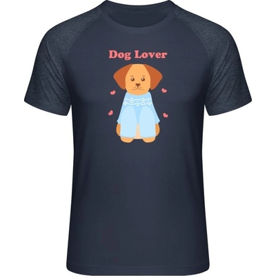 Mymate predĺžené tričko MY111 Nápis Dog Lover a psík navy heather navy