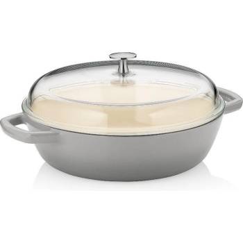 Kela Чугунена тенджера със стъклен капак KELA Calido Ø28 см, светло сива (1091)