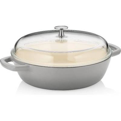 Kela Чугунена тенджера със стъклен капак KELA Calido Ø28 см, светло сива (1091)