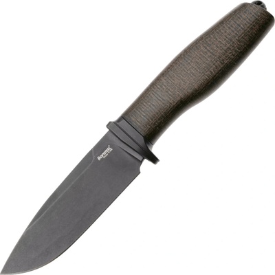 Lion Steel pevný M390 ČERNÁ čepel, ZELENÉ Burlap, Ti záštita, kožené pouzdro