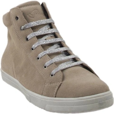 Български обувки Дамски високи кецове в бежово 3973powder