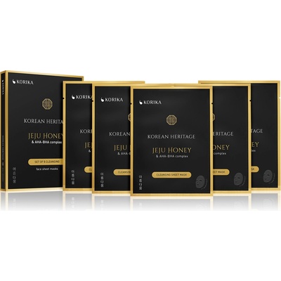 KORIKA Korean Heritage Jeju Honey & AHA-BHA Complex Cleansing Sheet Mask plátenná maska s čistiacim efektom 5 ks