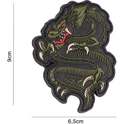 Gumová nášivka 101 Inc Dragon - olivová