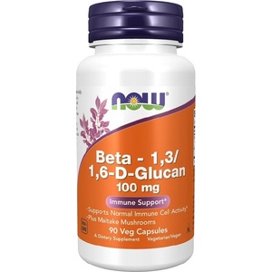 NOW NOW Beta - 1, 3/1, 6-D-Glucan 100mg, 90 Veg Capsules - fitnesdobavki - 31,27 лв