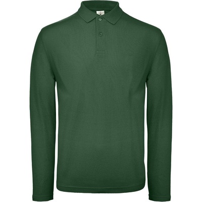 B&C ID.001 LSL pánske piqué polo tričko s dlhým rukávom zelené bottle