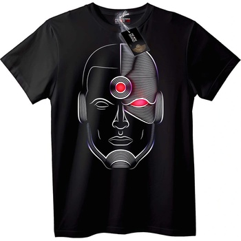 NOONEBRAND Тениска Кибернетично Лице - XL, Black