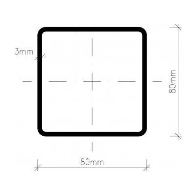 Pozinkovaný jekl 80 x 80 x 3 mm - délka 2 m