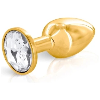 Hidden Eden Анално бижу в златисто с прозрачен кристал Angel S