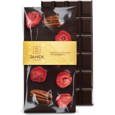 Čokoládovna Janek Hořká s pekany a lyofilizovanými jahodami 95 g
