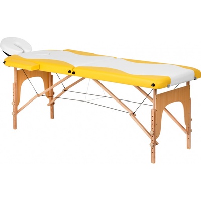 Activfyzio Skládací masérské lehátko LUX 2 segmentové dřevěné - bílo žluté 190 x 60