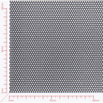 Děrovaný plech; děrování kruhové přesazené; otvor 2,0mm; rozteč 2,5mm