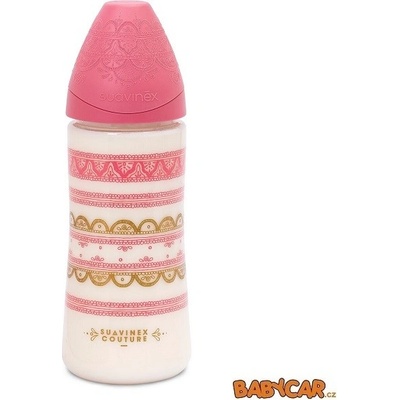 Suavinex Couture Láhev pomalý průtok Pink 360 ml