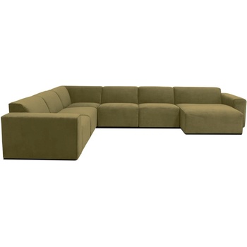 Scandic Ъглов диван от зелен велур (десен ъгъл) Sting - Scandic (STING U CORNER RIGHT WAVE 13)