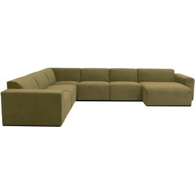 Scandic Ъглов диван от зелен велур (десен ъгъл) Sting - Scandic (STING U CORNER RIGHT WAVE 13)
