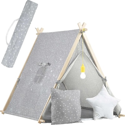 Nukido 740521 Dětský stan teepee s LED lampičkou šedý – Zboží Mobilmania