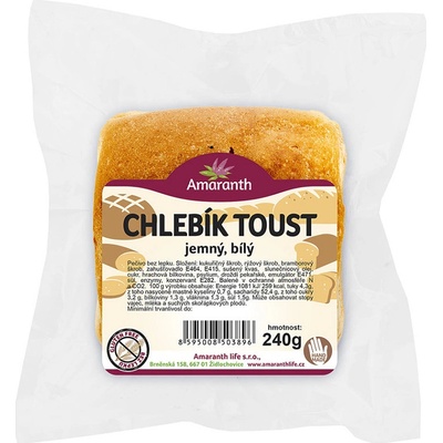 Amaranth Bezlepkový chlebík toust jemný bílý 240 g – Zboží Dáma