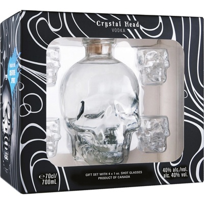 Crystal Head Vodka 40% 0,7 l (dárkové balení 4 sklenice)