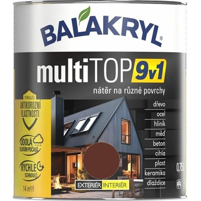 Balakryl MultiTop 9 v 1 0,75 l oxidovaný červený polomatný