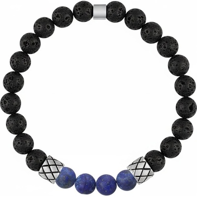 Manoki Pánský náramek Marco lávový kámen a lapis lazuli X-NR2300/21 21 cm Modrá