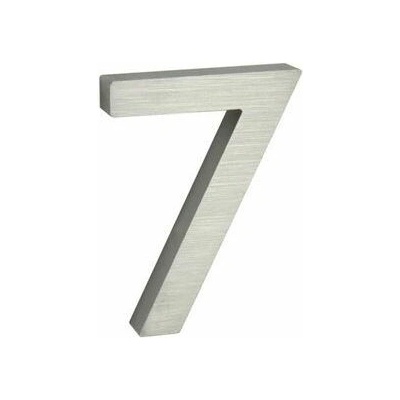Hliníkové číslo v 3D provedení s broušeným povrchem, znak "7", stříbrné