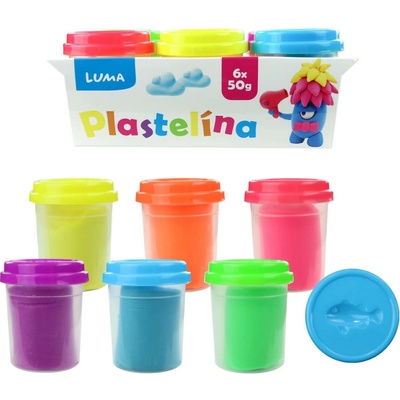 LUMA trading Plastelína měkká kelímek 6 x 50g NEON 661616