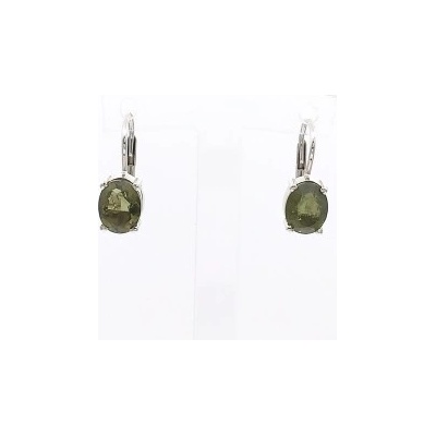 Zlato-minerály stříbrné náušnice vltavín přírodní pravý 6350253RHpatvlt