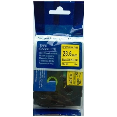 Compatible Съвместима лента с Brother HSe-651, 23, 7mm x 1, 5m, черен печат / жълт фон (HSE651)