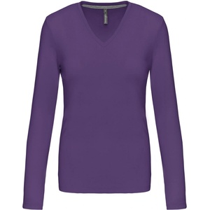 Kariban v-neck k382 / Дамска тениска с дълъг ръкав - лилава xxxl (20k38235013)