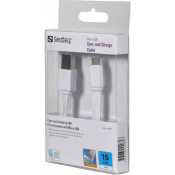 Sandberg 440-84 Micro USB, plochý, 0.15m, bílý
