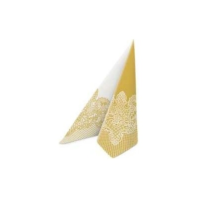 PAW AIRLAID Obrúsky Reverse ROAYL LACE gold-white 50 ks 40x40cm